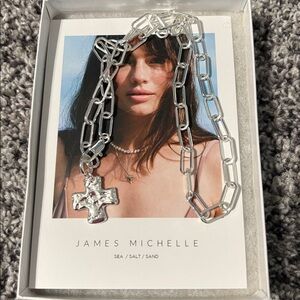 New Chunky Cross Necklace by James Michelle color silver